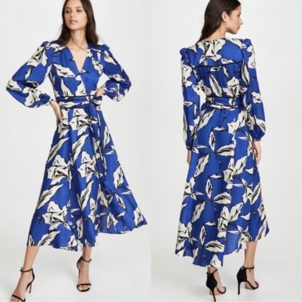 Veronica Beard Royal Blue and White Long Sleeve Dress